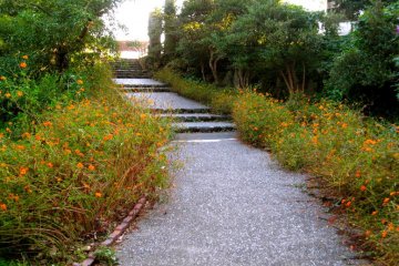 The start of the hiking trail at Jogasaki Coast
