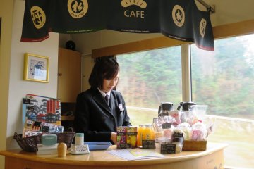 A cafe bar at the Ao Matsu train