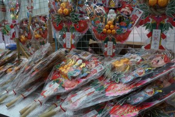<p>Traditional New Year's decorations for sale.</p>

