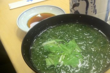 Healthy green slightly slimy looking green soup