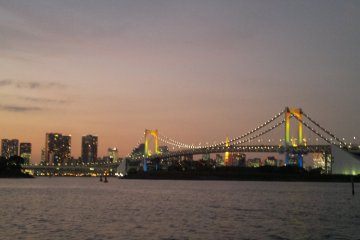 <p>Looking back to the bridge, and the famous rainbow lights are already lit.</p>
