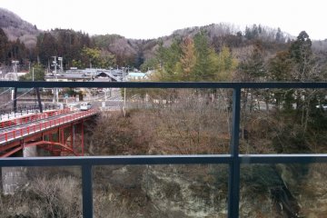 <p>View from the day use restaurant of the only&nbsp;suspension bridge in Miyagi Prefecture</p>
