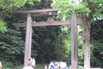 Huge torii&nbsp;(gate) at the entrance to the shrine grounds