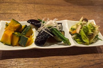 Appetizers at Mumokuteki restaurant in Kyoto