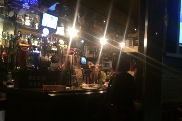 A view of half of the bar and array of alcohol available!