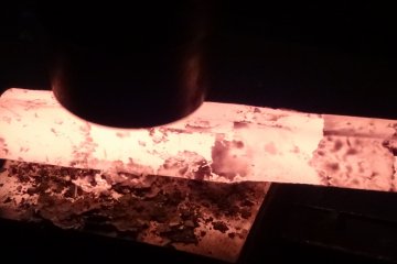 Hot still needs to be hammered into shape to make a knife