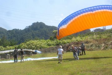 Me launching the canopy for control practice run