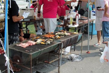 Freshly barbecued seafood