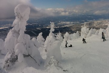 Snow monsters are right along the ski course