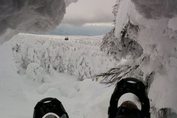 In the belly of the beast. I found a snow monster that was hollow inside