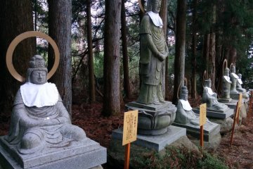 Beberapa dari 33 Kannon yang mengelilingi area dalam kuil