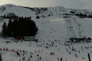 The view of the lower slopes from in front of the resort.