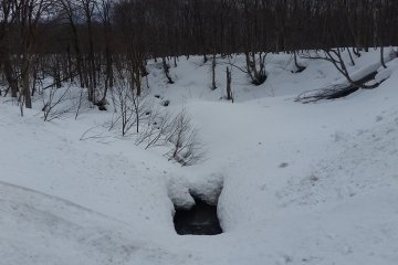 Sungai yang hampir tak terlihat di Hirafu
