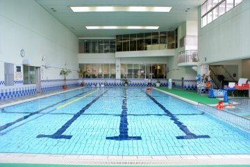 The heated pool is a popular activity year-round