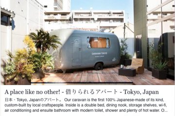 Stay at AirBNB's "Tokyo Caravan" inside the grounds.