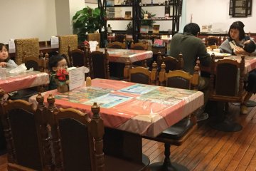 Step into the 1950's with vintage chairs and tables. 