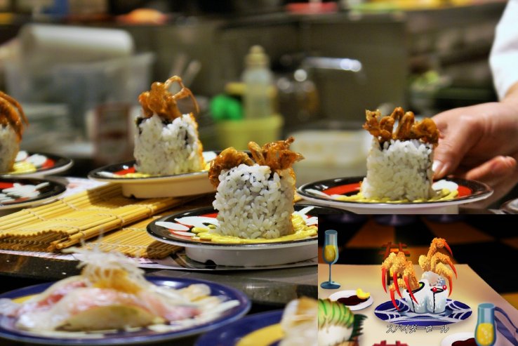The spider sushi roll with its fried "legs"