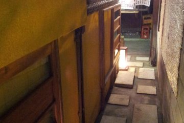 View back out to the street from the hobbit-hole entrance
