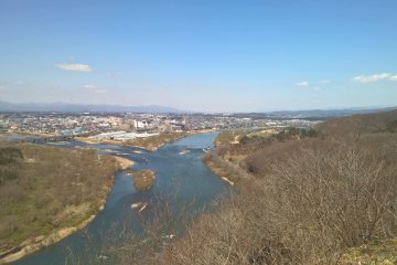 Kitakami in the background where the Waga river meets the Kitakami river