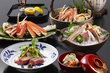 Fresh Matsuba Crab & Tajima Beef Kaiseki  at Nishimuraya Honkan. Matsuba Crab available from 7 Nov - 31 March. 