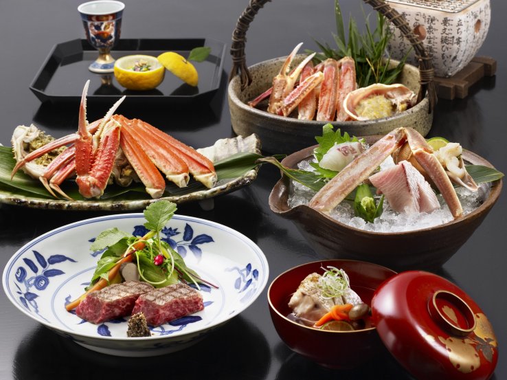 Fresh Matsuba Crab & Tajima Beef Kaiseki  at Nishimuraya Honkan. Matsuba Crab available from 7 Nov - 31 March. 
