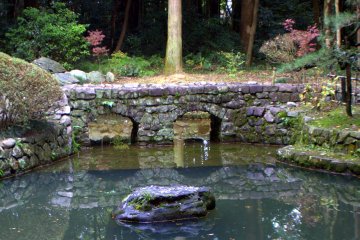 Megane-bashi (Glasses Bridge), stretches over a small pond