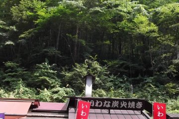 <p>There's a little line of food stands and souvenir shops</p>