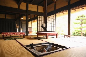The irori fireplace is often lit to keep things cozy