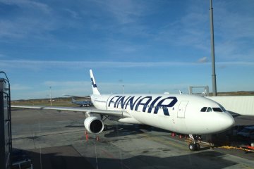 Finnair flies their Airbus 340 wide body jets for its routes to Japan