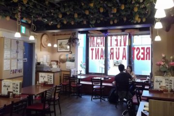 <p>The restaurant is labeled so as to be easily identified from outside</p>