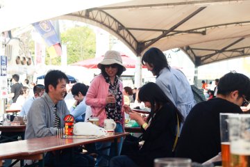 Friends happily chatting