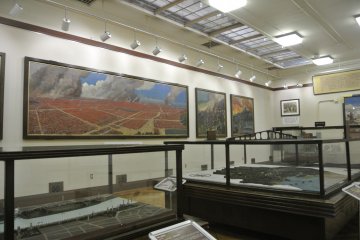 Many paintings showing what happened during the disaster