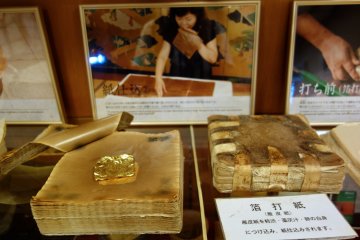 Inserting gold squares for further beating and stretching
