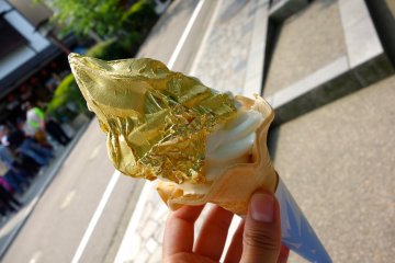 Gold leaf ice-cream is best eaten on a sunny day!