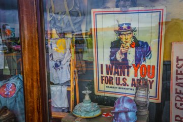 You can find many military themed stores