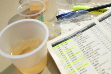 All of the wines are listed on this handy dandy little sheet. It's a challenge being all in Japanese, but becomes a great list to refer to once you figure out which ones you like. People were happy to help me figure out the names.