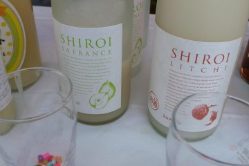 Beautiful pear and lychee liqueurs. Great on ice or with soda!