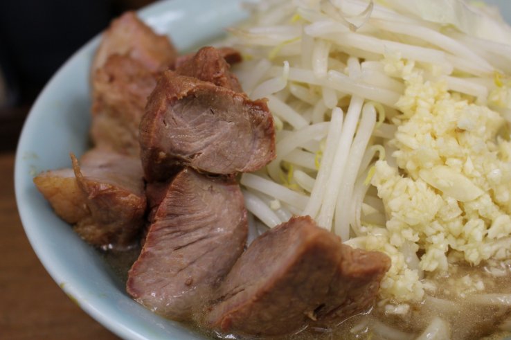 Chunky pork topping close-up