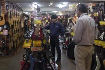 One of the many guitar shops