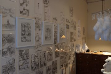 The walls are covered with pages