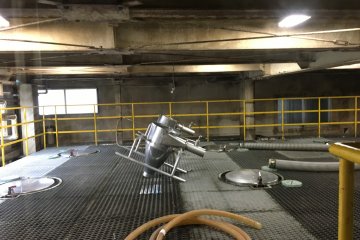 The scale of machinery used is also much larger here