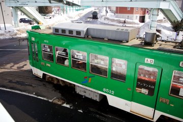 Sapporo City Transportation Bureau’s streetcars come in many hues.