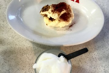 Tiramisu and Lemon sorbet 