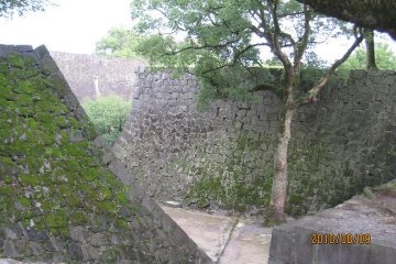 The massive stone walls of Kumamoto Castle are the most extensive of any castle I've seen