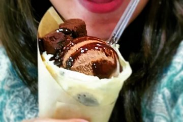 The ice cream and crepes were "born in America, but raised in Okinawa" 