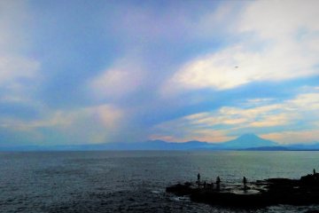 The infamous Mt. Fuji is visible from the island if the weather permits.