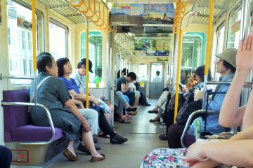 Inside the Enoden train