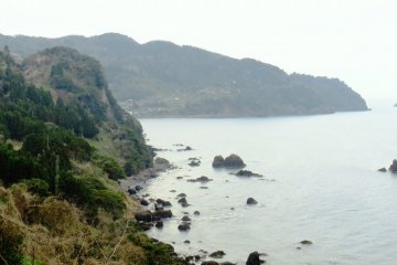 The hauntingly beautiful cliff lines near Niizaki Shrine