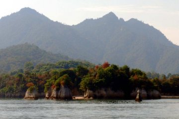 The enticing coastline of Miyajima from the ferry