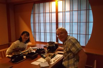 Rey & Miwa at dinner